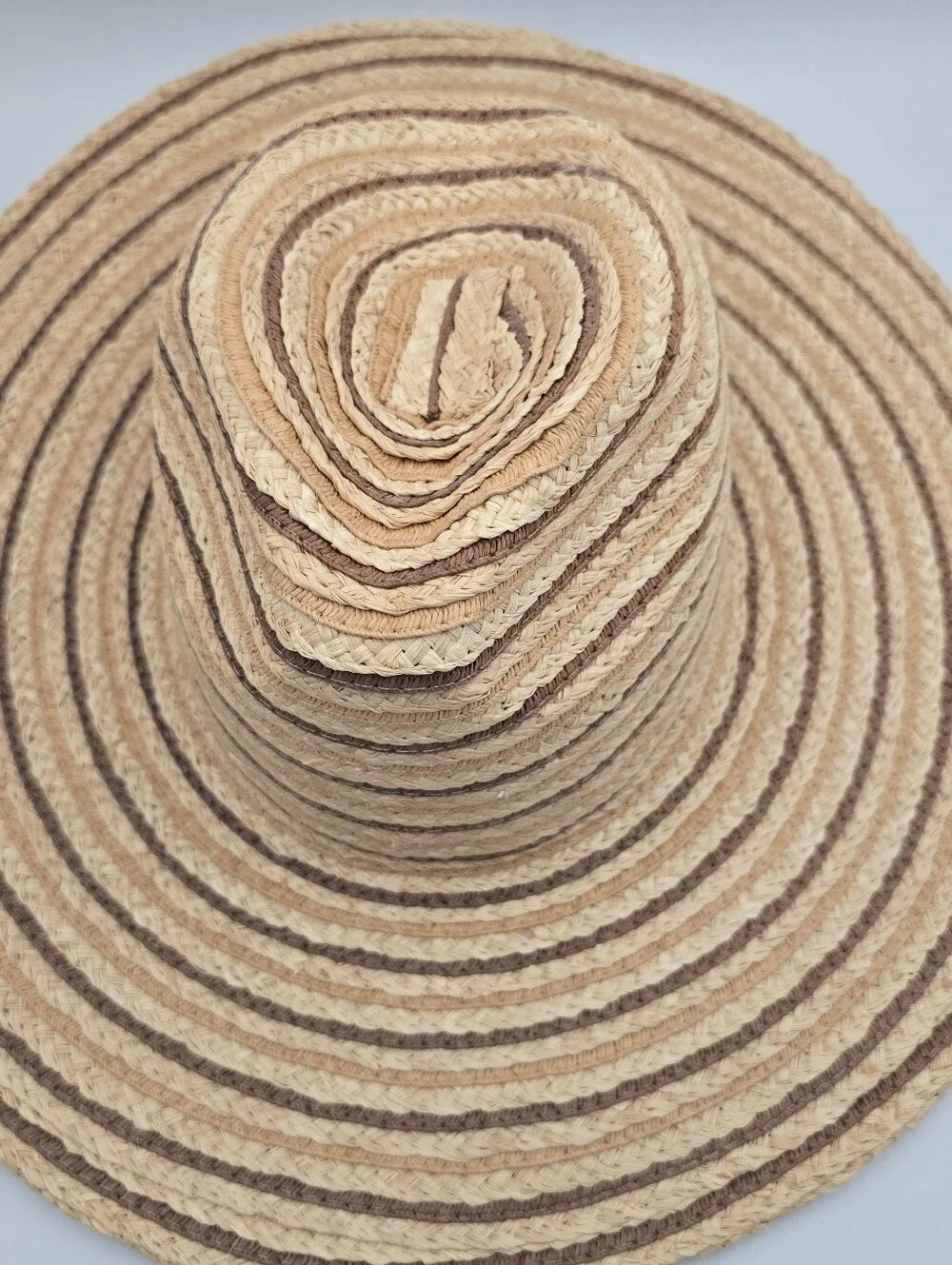 Women's Universal Thread Goods Co. Wide Brim Tan Brown Striped Sun Hat